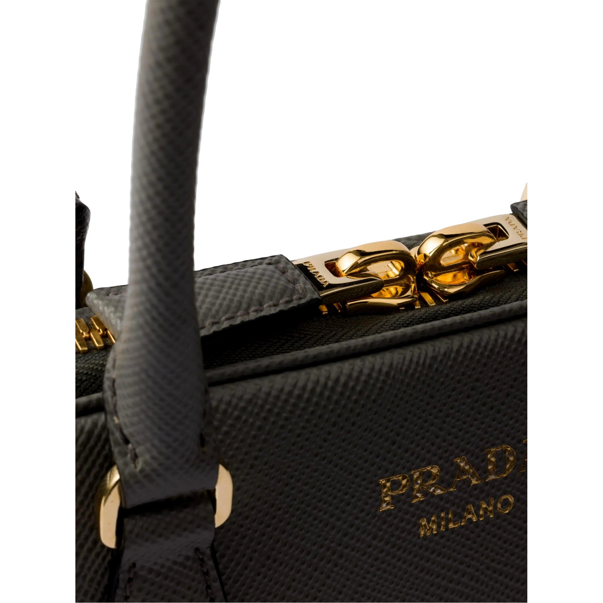 Prada Saffiano Soft Calfskin Top Handle Handbag Medium Marmo Gray -   Shop Bags LLC