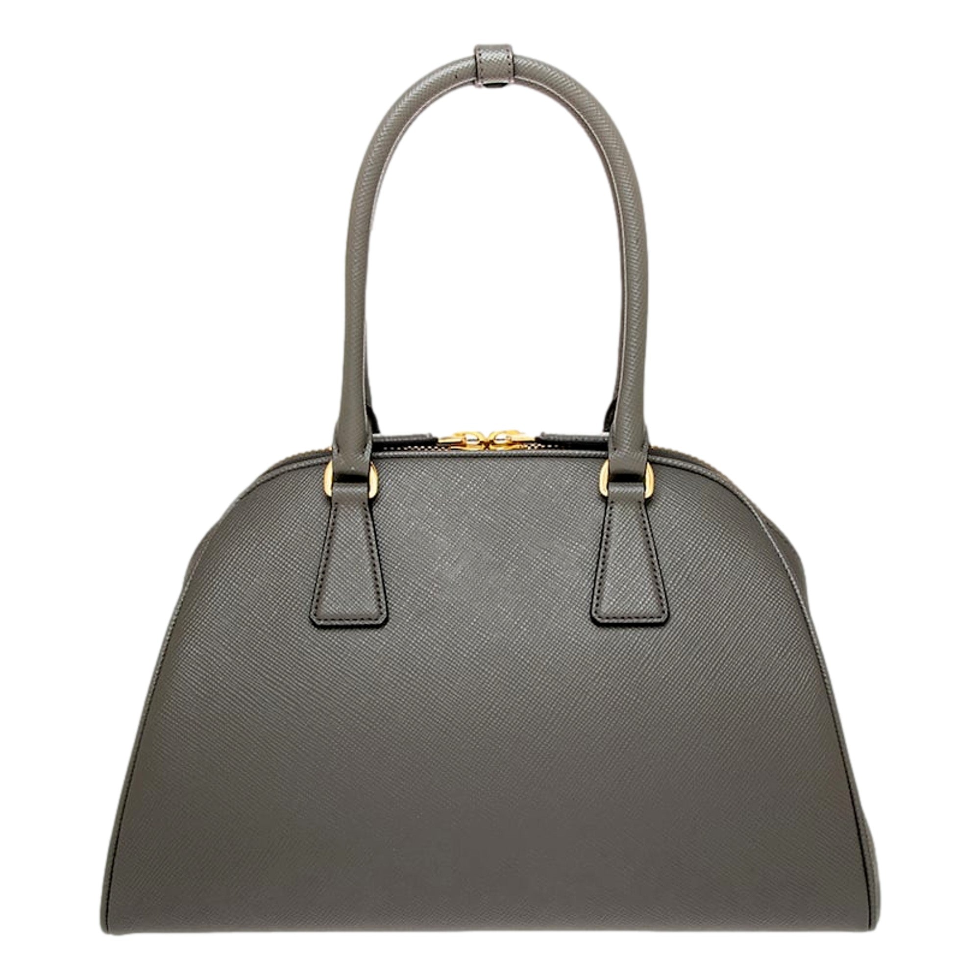 Prada Saffiano Soft Calfskin Top Handle Handbag Medium Marmo Gray -   Shop Bags LLC