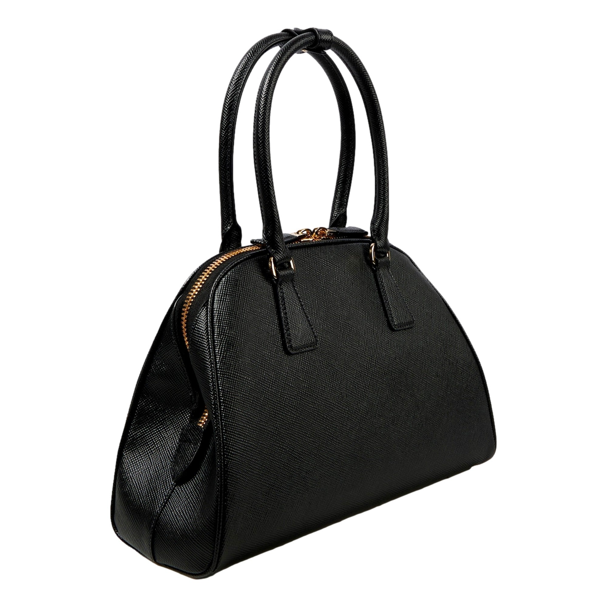 Prada Saffiano Soft Calfskin Top Handle Handbag Medium Nero Black -   Shop Bags LLC