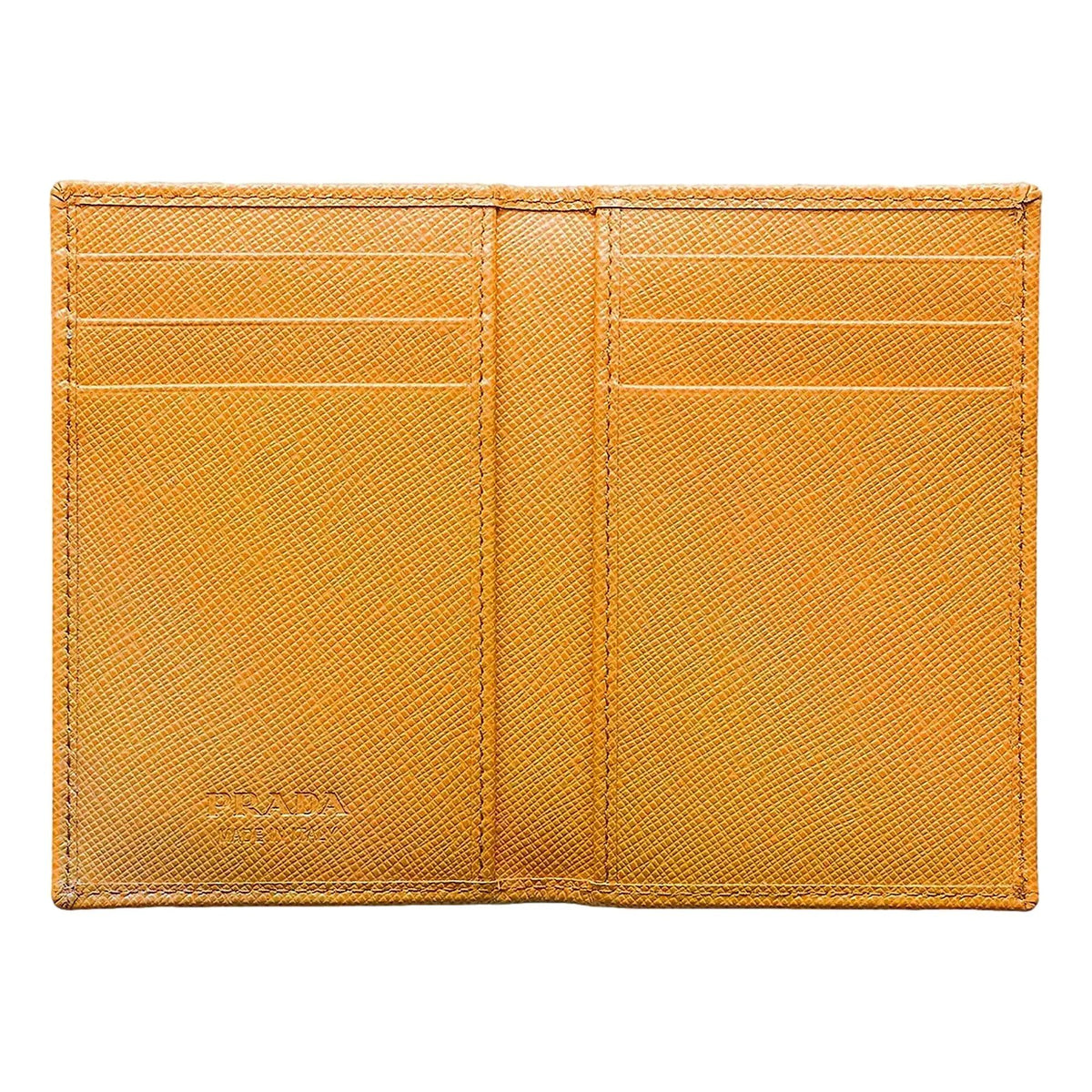Prada Saffiano Vertical Card Holder Wallet - Elegance in Ambra