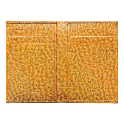Prada Saffiano Vertical Card Holder Wallet - Elegance in Ambra