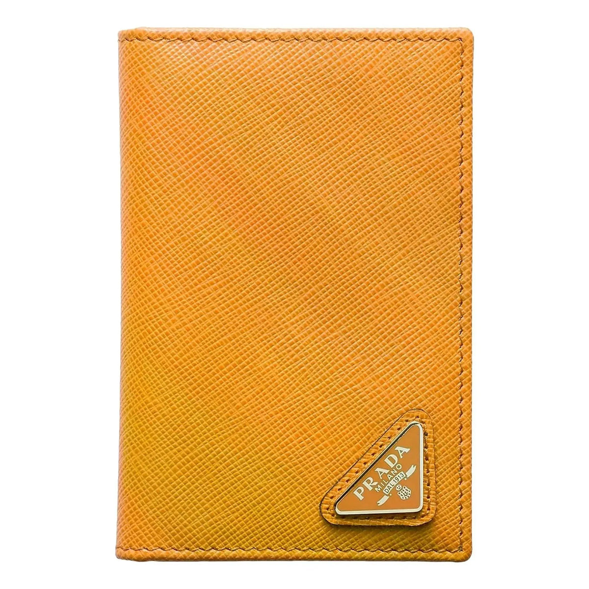 Prada Saffiano Vertical Card Holder Wallet - Elegance in Ambra
