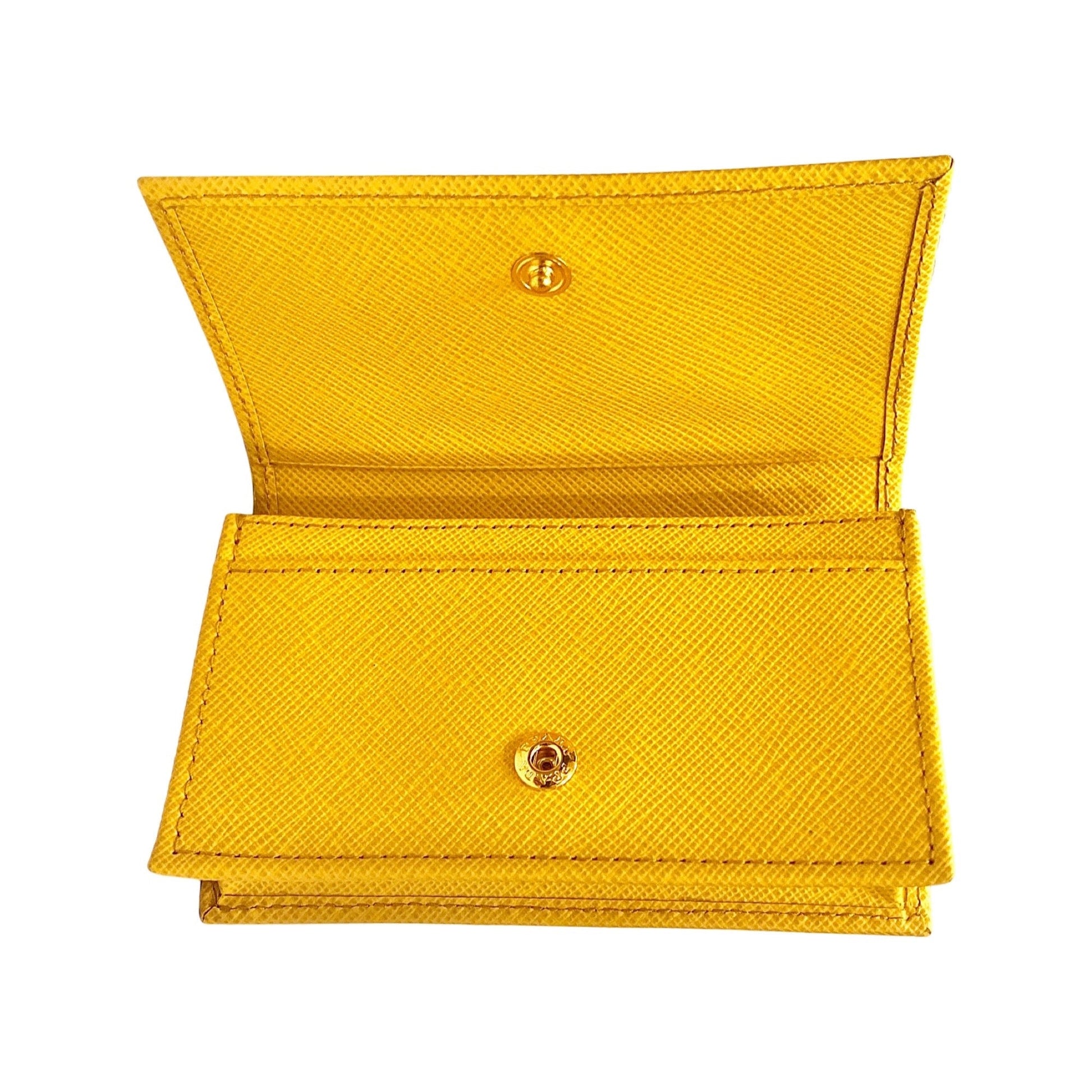 Prada Saffiano Yellow Leather Card Case Wallet - Stylish & Practical -   Shop Bags LLC 