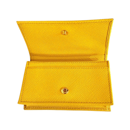 Prada Saffiano Yellow Leather Card Case Wallet - Stylish & Practical -   Shop Bags LLC 