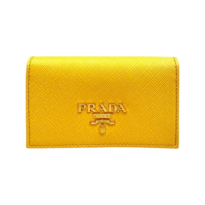 Prada Saffiano Yellow Leather Card Case Wallet - Stylish & Practical -   Shop Bags LLC 