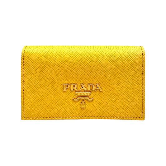 Prada Saffiano Yellow Leather Card Case Wallet - Stylish & Practical -   Shop Bags LLC 