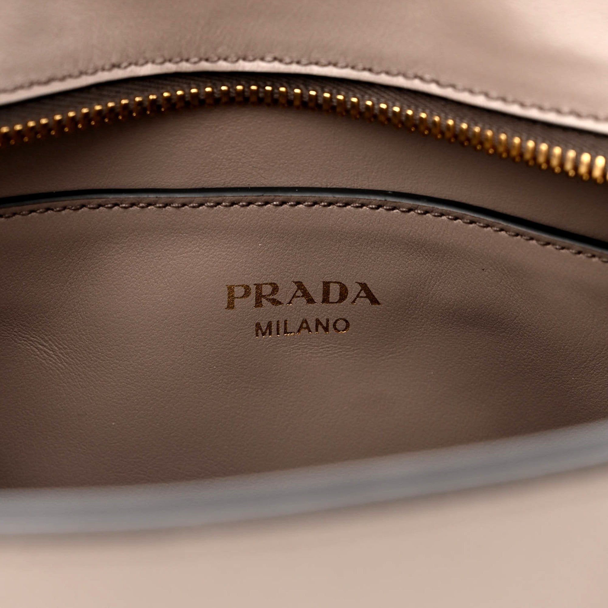 Prada Saffiano and Soft Calfskin Double Zipper Argilla Gray Tote Shoulder Bag -   Shop Bags LLC