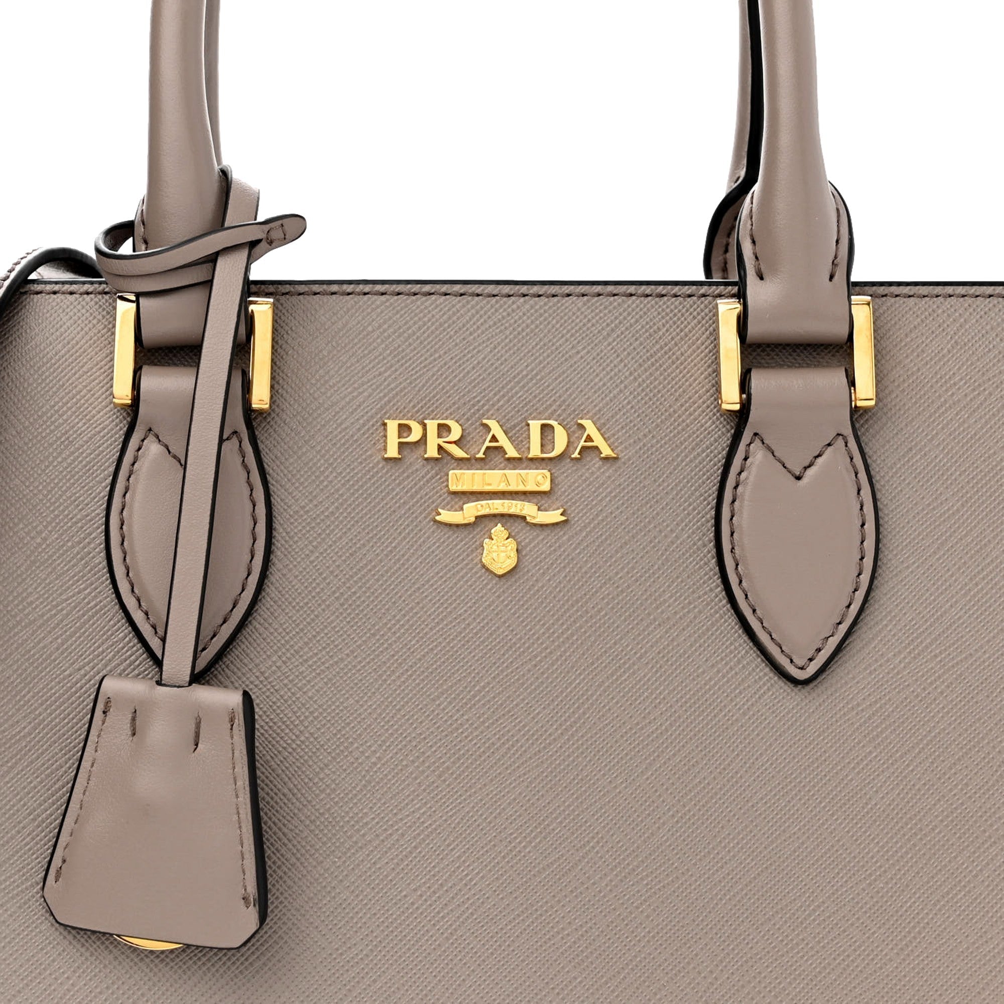Prada Saffiano and Soft Calfskin Double Zipper Argilla Gray Tote Shoulder Bag -   Shop Bags LLC