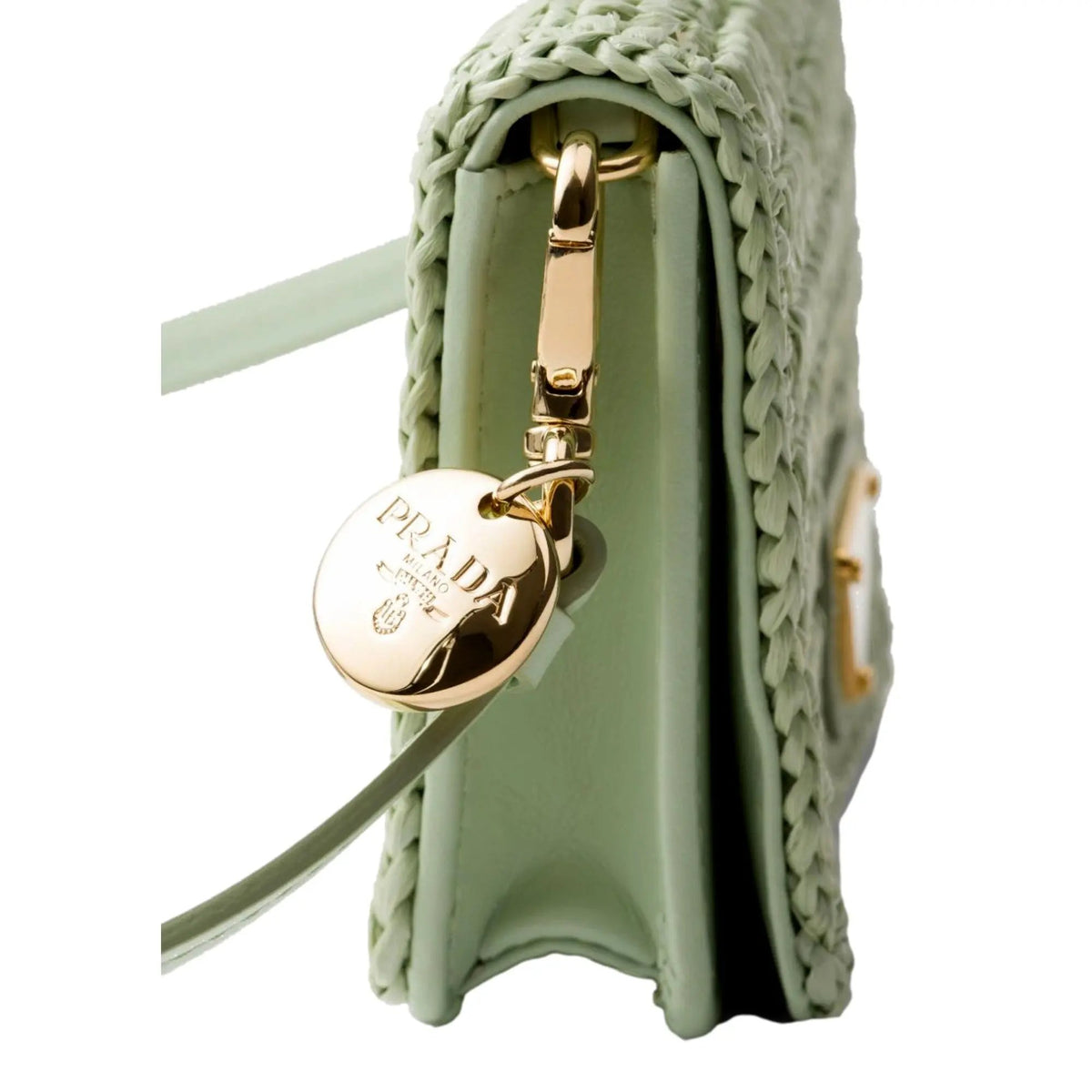 Prada Sage Green Crochet Raffia Mini Shoulder Bag - Luxury Handbag