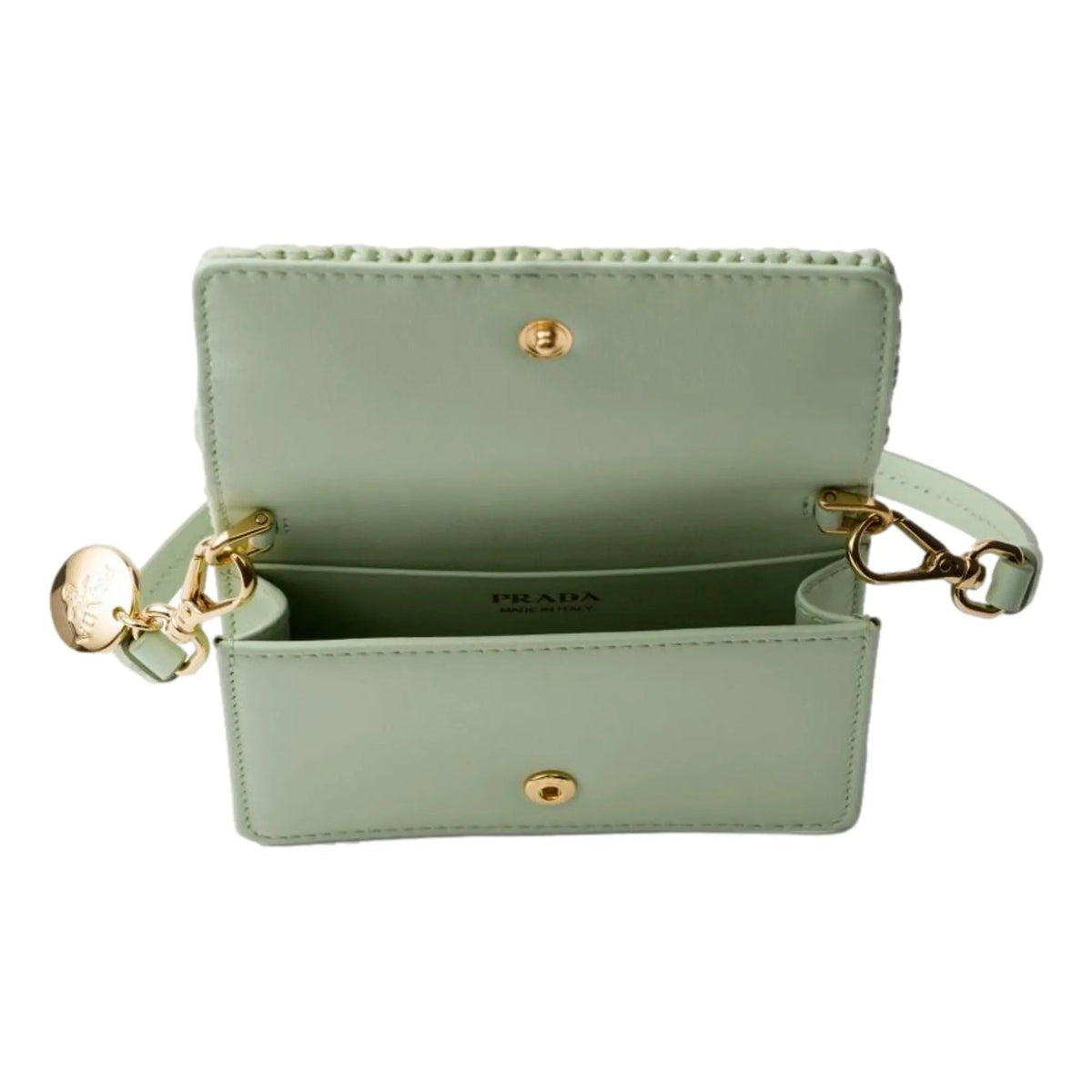 Prada Sage Green Crochet Raffia Mini Shoulder Bag - Luxury Handbag