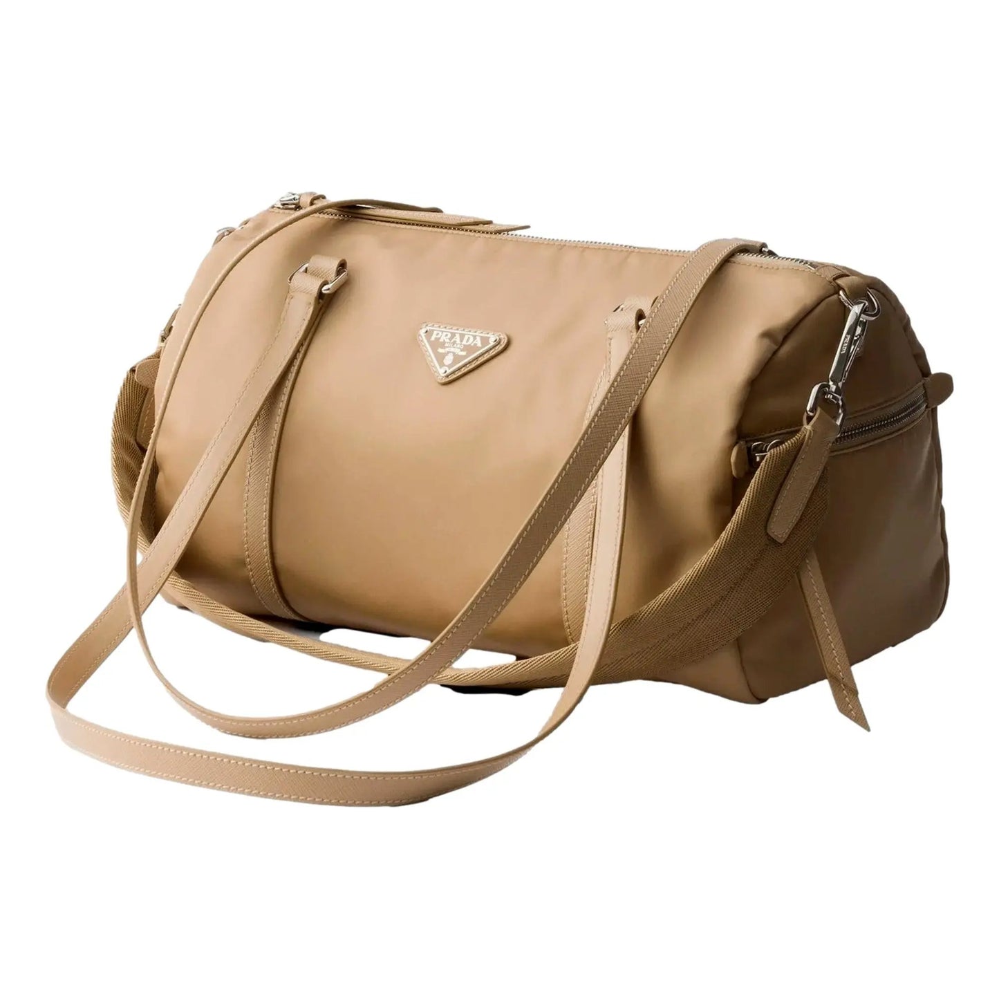 Prada Small Duffel Bag - Luxury Re-Nylon & Saffiano Leather Elegance -   Shop Bags LLC