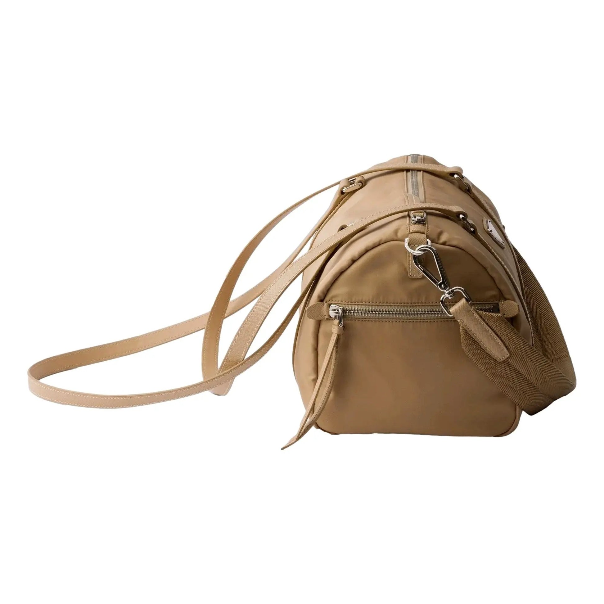 Prada Small Duffel Bag - Luxury Re-Nylon & Saffiano Leather Elegance -   Shop Bags LLC