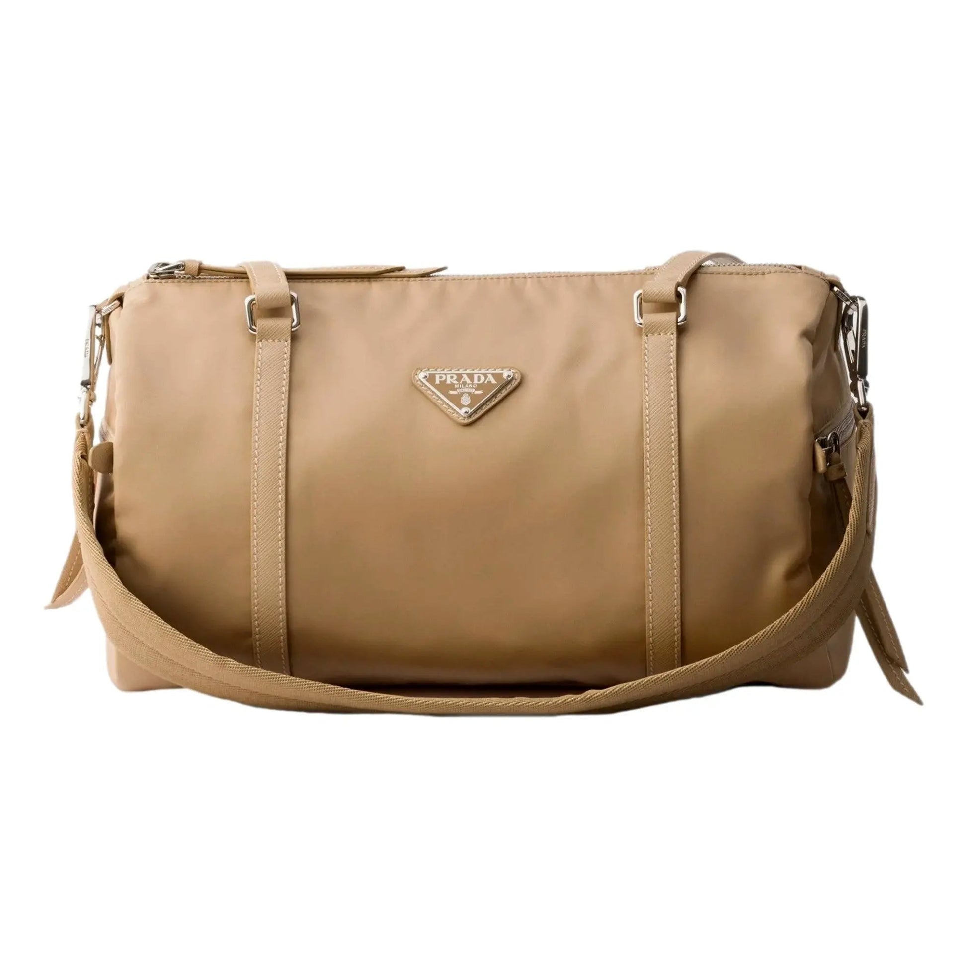 Prada Small Duffel Bag - Luxury Re-Nylon & Saffiano Leather Elegance -   Shop Bags LLC