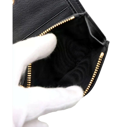 Prada Soft Calfskin Snap Bifold Wallet - Elegant Black Luxury