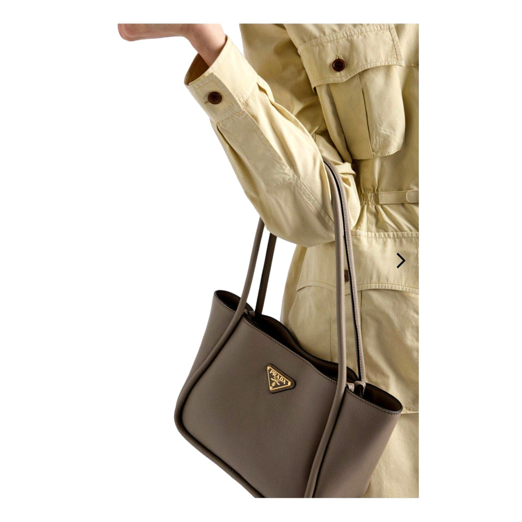 Prada Soft Grain Leather Grey Tote - Luxury & Style in Every Detail -   Shop Bags LLC