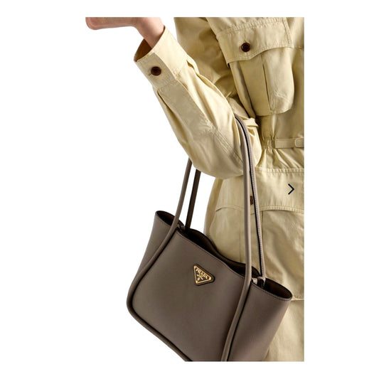 Prada Soft Grain Leather Grey Tote - Luxury & Style in Every Detail -   Shop Bags LLC