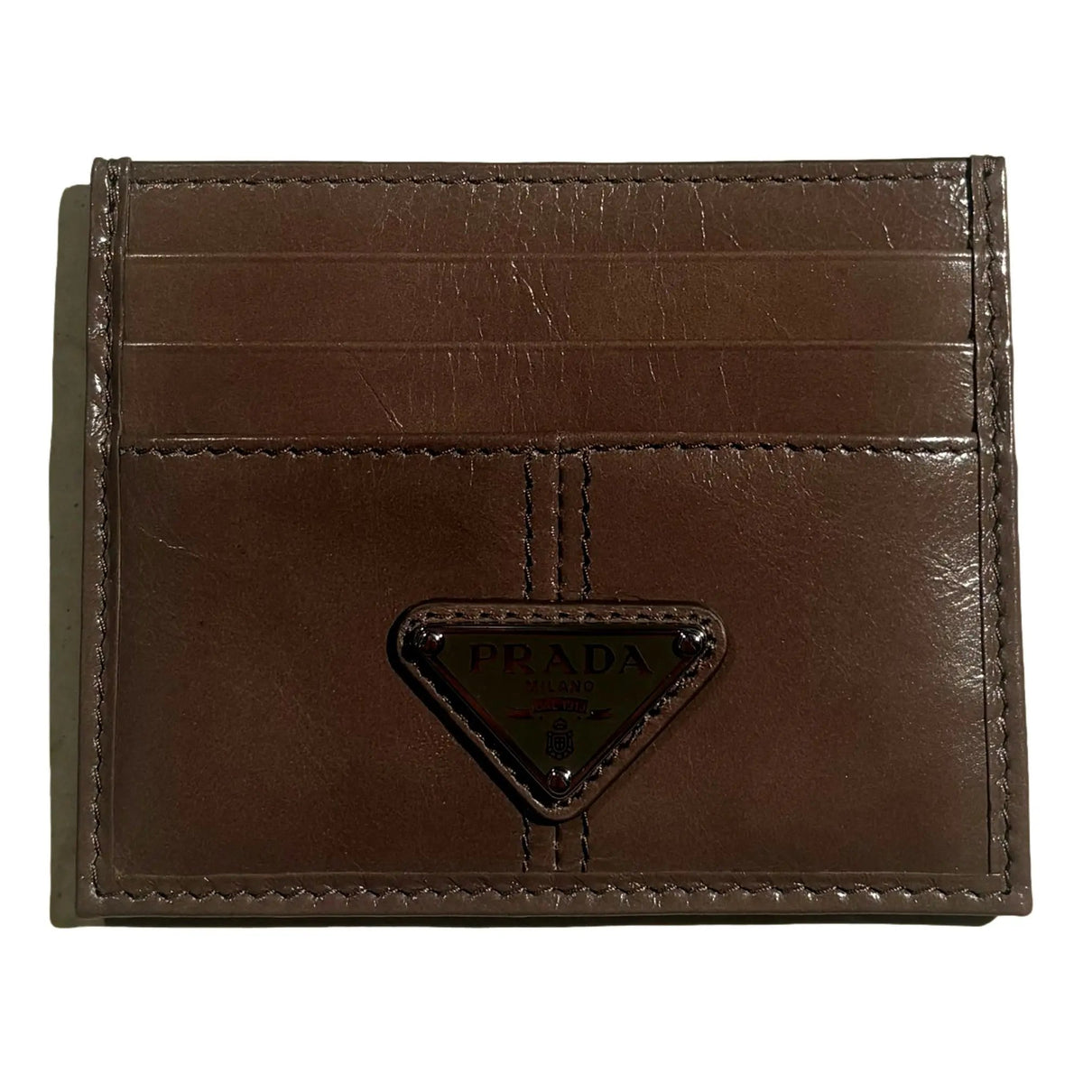 Prada Soft Lux Leather Triangle Logo Card Holder - Elegance