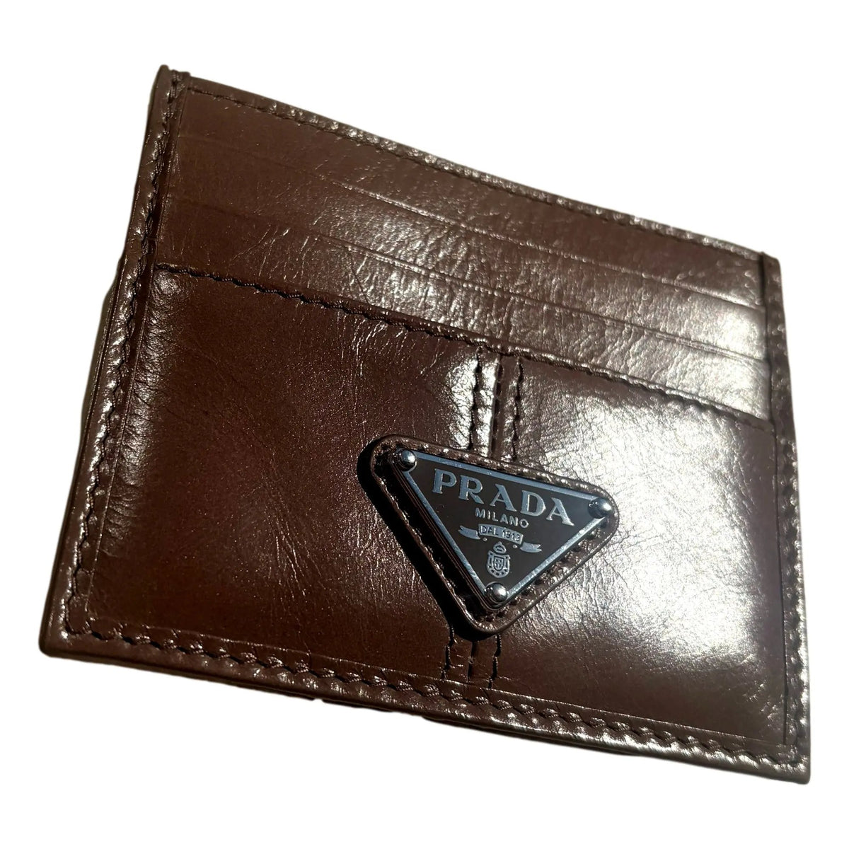 Prada Soft Lux Leather Triangle Logo Card Holder - Elegance