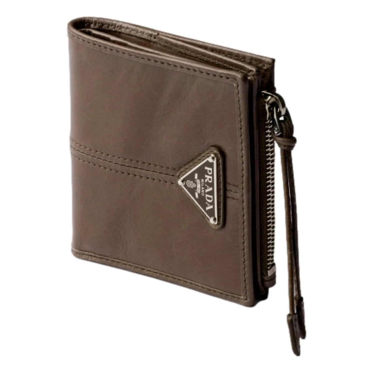 Prada Soft Lux Leather Zipper Bifold Wallet - Timeless Elegance