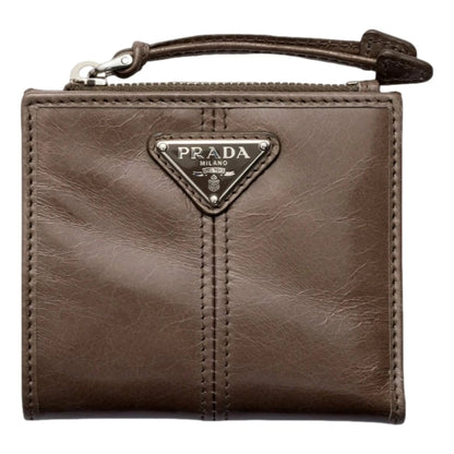 Prada Soft Lux Leather Zipper Bifold Wallet - Timeless Elegance