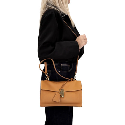 Prada Soft Sound Medium Amber Orange Soft Grain Leather Shoulder Bag