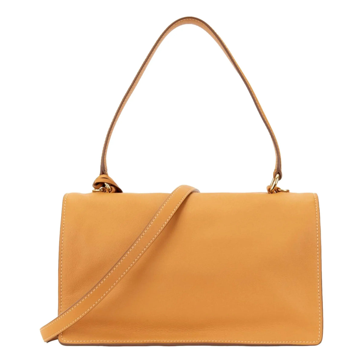 Prada Soft Sound Medium Amber Orange Soft Grain Leather Shoulder Bag