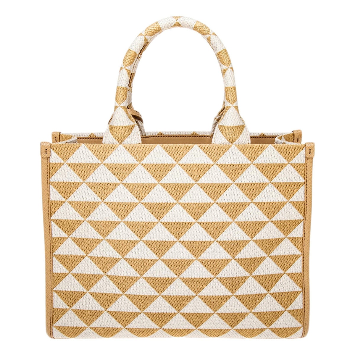 Prada Symbole Beige Chalk White Jacquard Small Tote Bag