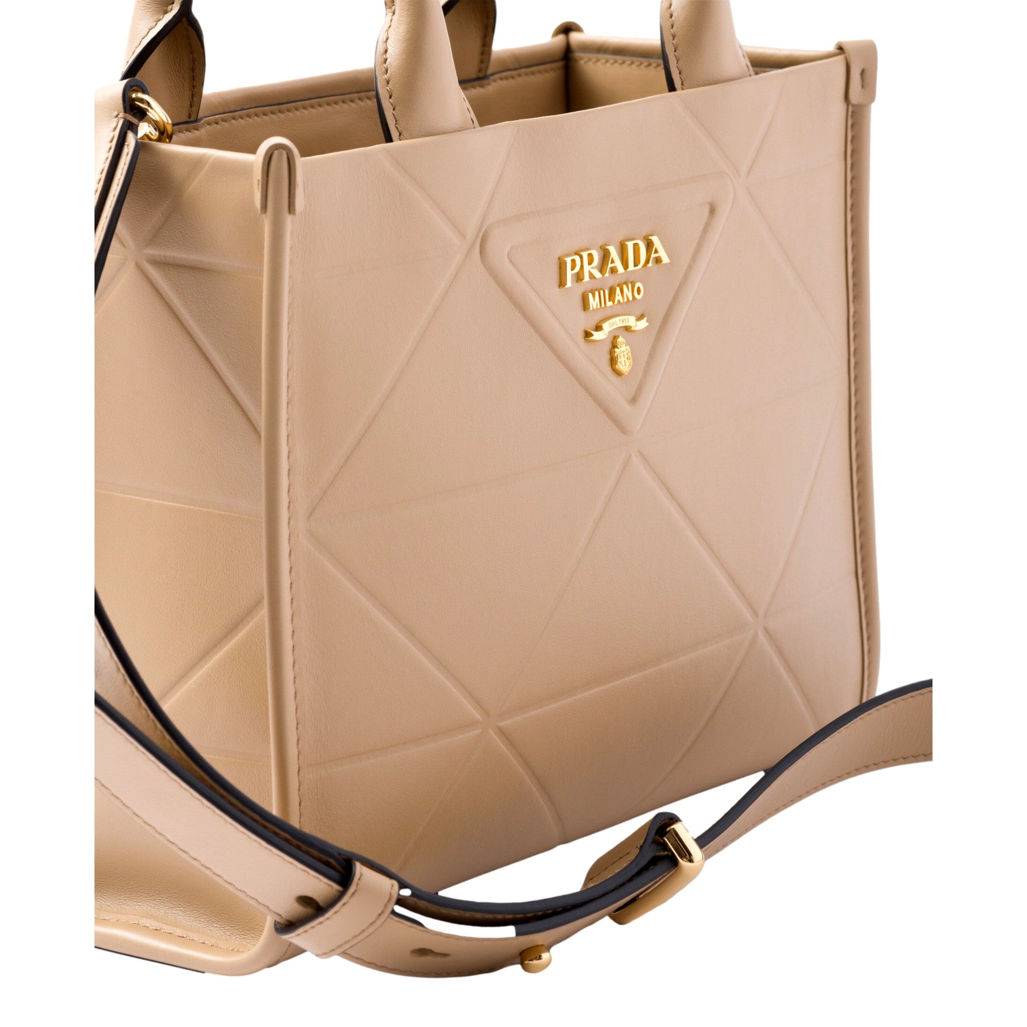 Prada Symbole Quilted Tote: Luxury Soft Calfskin in Sand Beige -   Shop Bags LLC