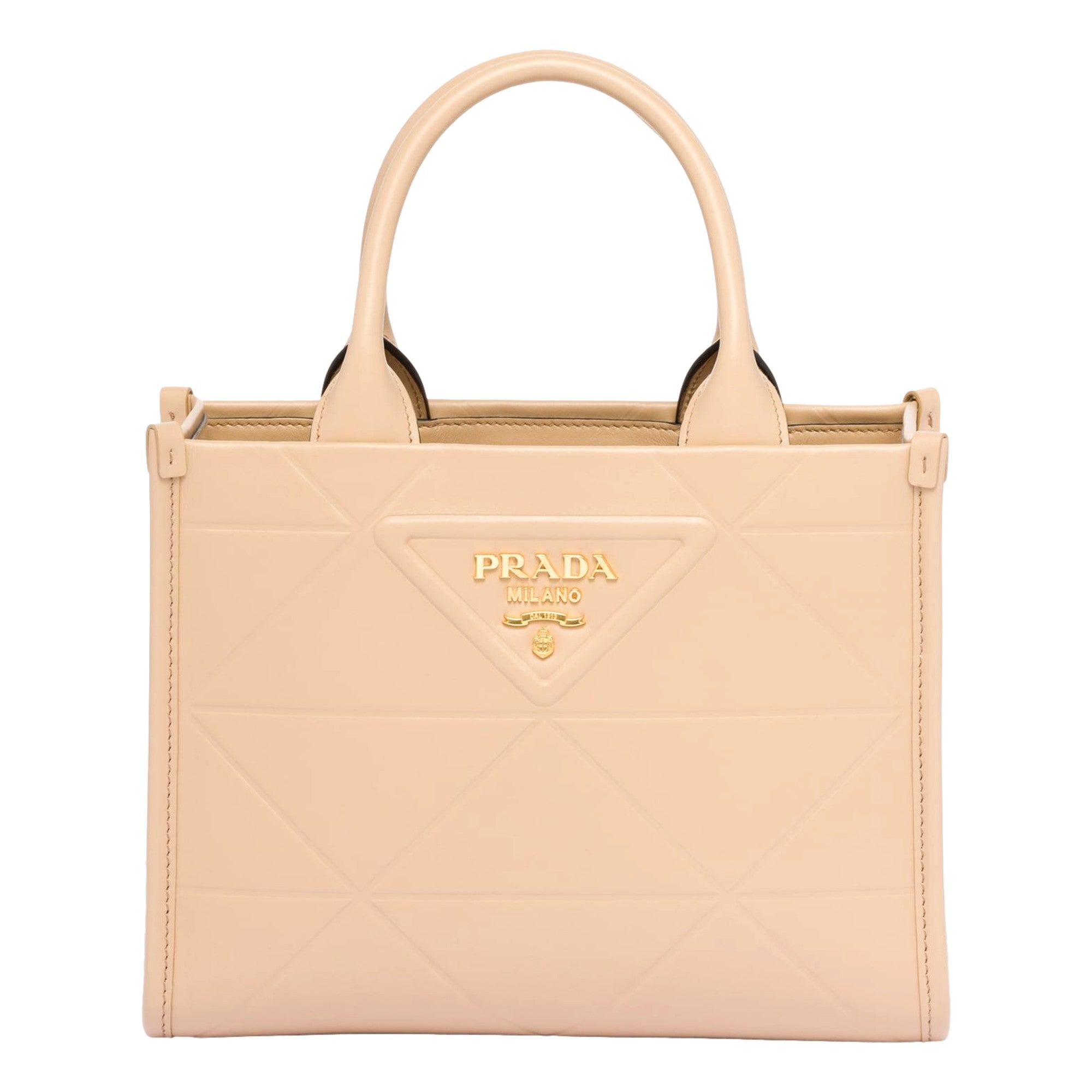 Prada Symbole Quilted Tote: Luxury Soft Calfskin in Sand Beige -   Shop Bags LLC