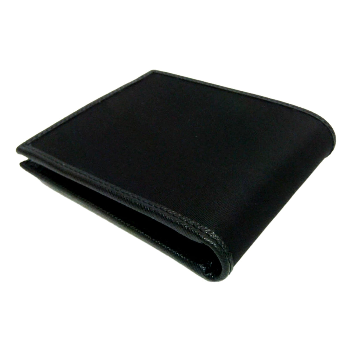 Prada Tessuto Nylon Saffiano Leather Bifold Wallet with Snap Coin Pouch