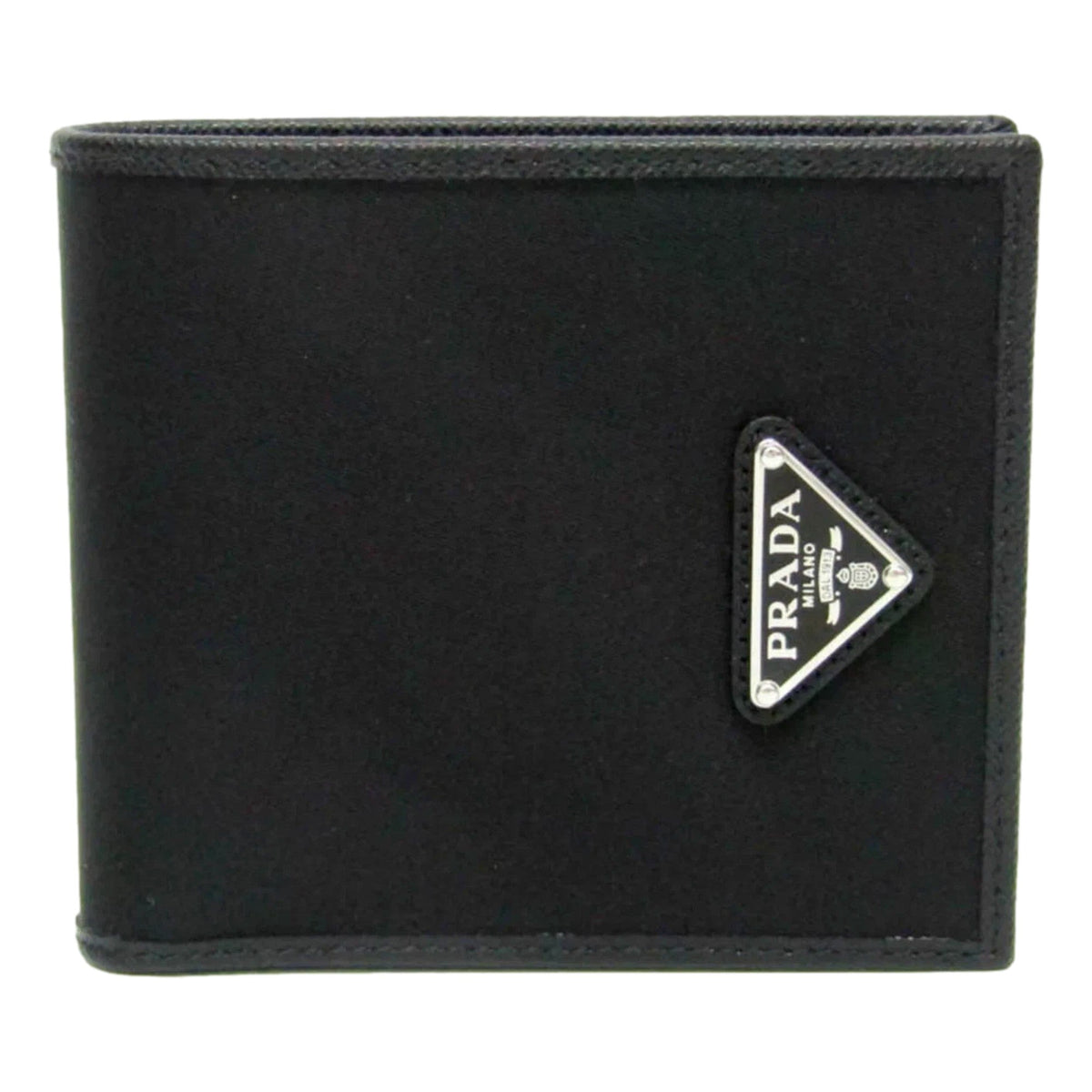 Prada Tessuto Nylon Saffiano Leather Bifold Wallet with Snap Coin Pouch