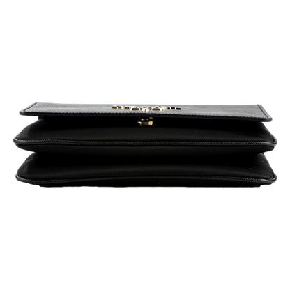 Prada Tessuto and Saffiano Leather Black Crossbody Bag with Gold Chain Strap -   Shop Bags LLC 