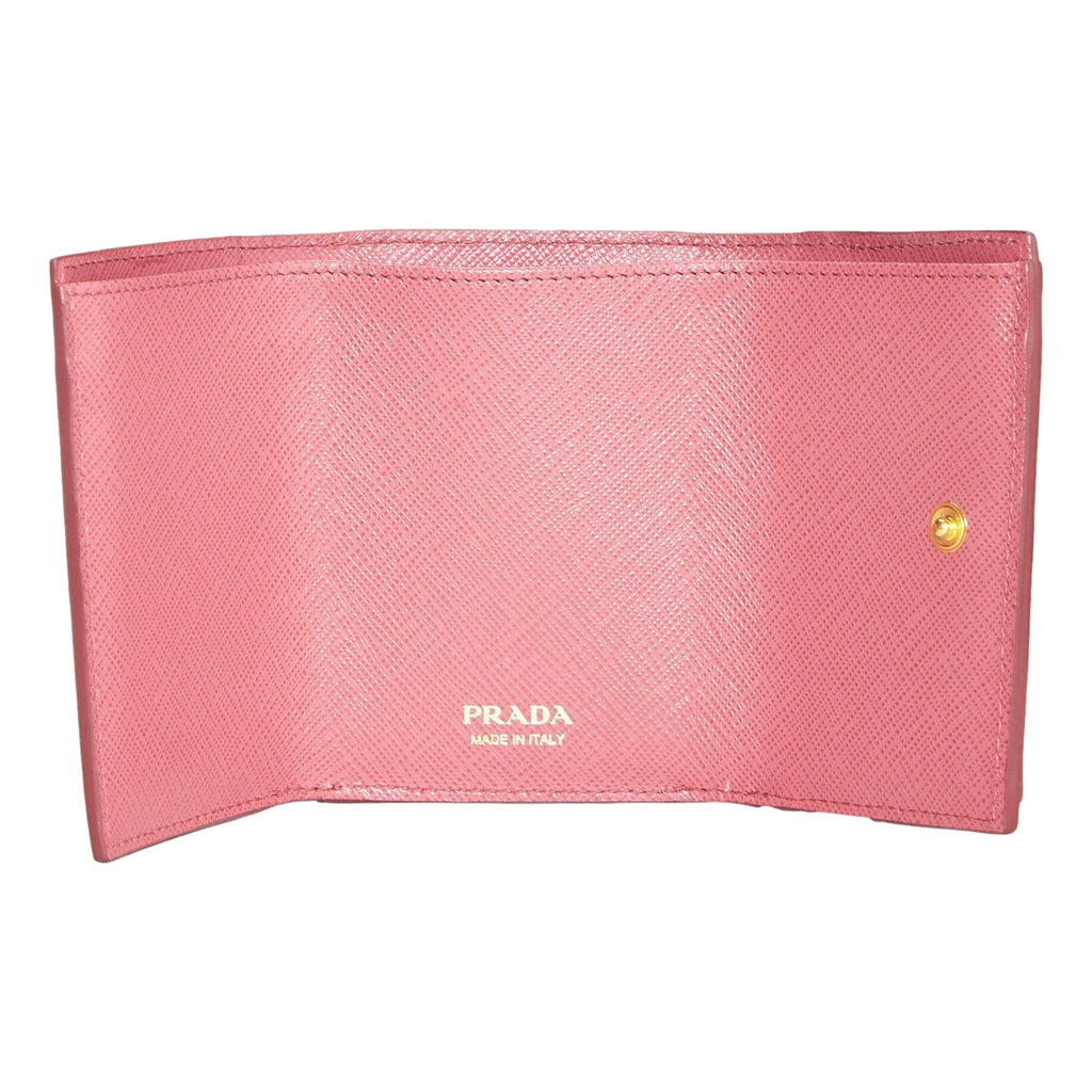 Prada Tri-Fold Saffiano Womens Pink Wallet - Stylish & Functional -   Shop Bags LLC 