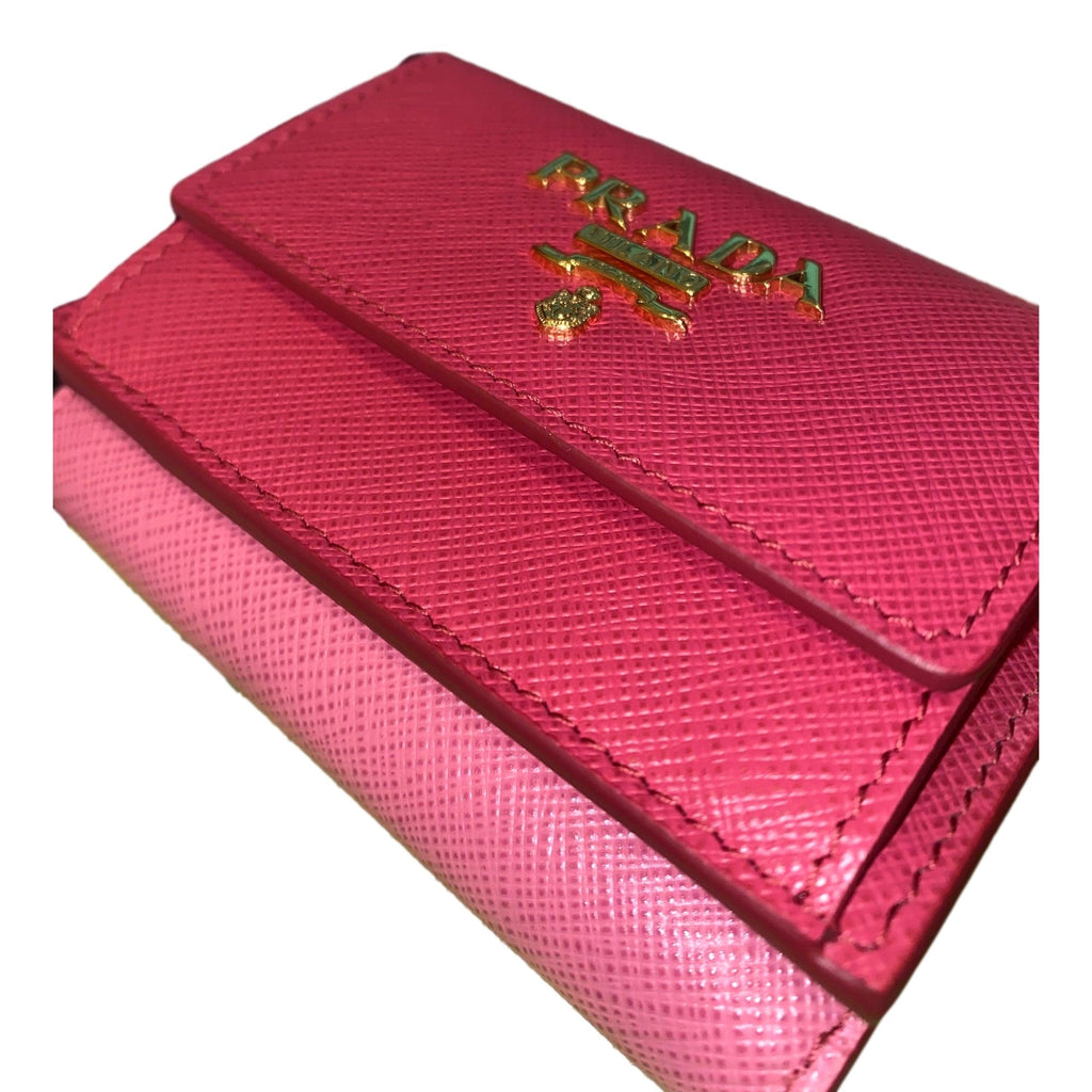 Prada Tri-Fold Saffiano Womens Pink Wallet - Stylish & Functional -   Shop Bags LLC 