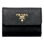 Prada Trifold Wallet: Chic Saffiano Leather with Hibiscus Flair