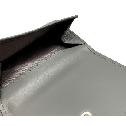Prada Trifold Wallet - Elegant Marmo Grey Leather, Silver Logo Design -   Shop Bags LLC