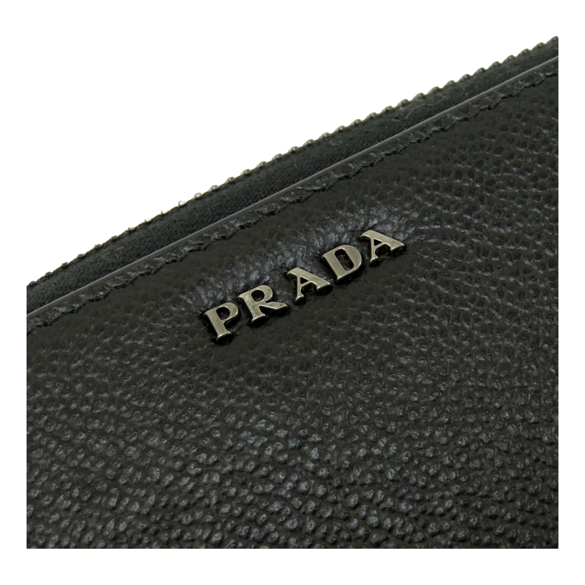 Prada Vitello Grain Wallet - Elegant Black & Grey Accessory -   Shop Bags LLC