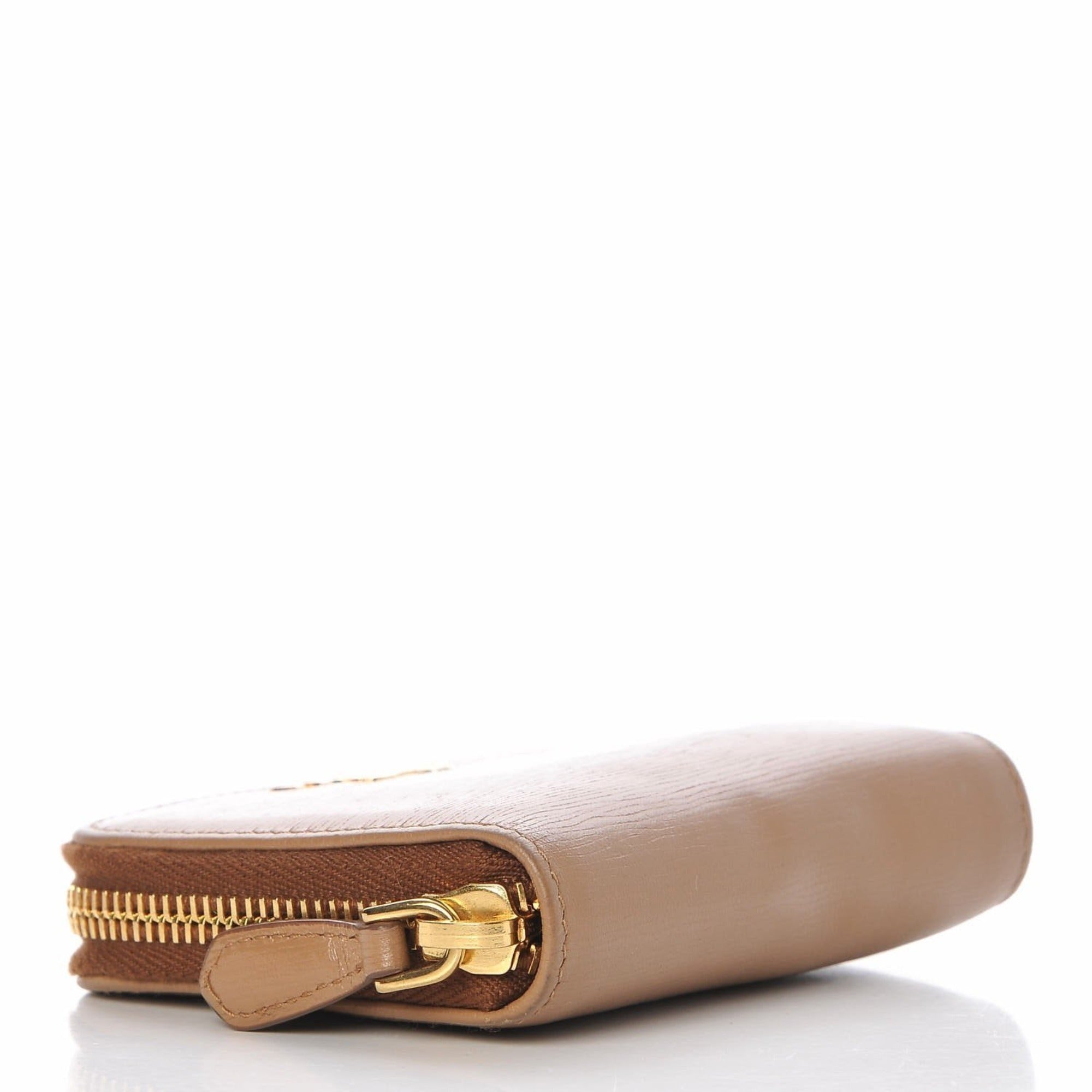 Prada Vitello Move Cipria Beige Leather Wallet - Stylish & Functional -   Shop Bags LLC
