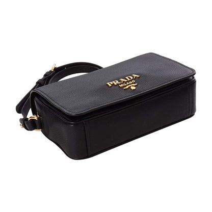 Prada Vitello Phenix Crossbody - Elegant Black Leather Flap Bag -   Shop Bags LLC
