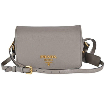 Prada Vitello Phenix Grey Leather Crossbody Bag - Chic & Versatile -   Shop Bags LLC