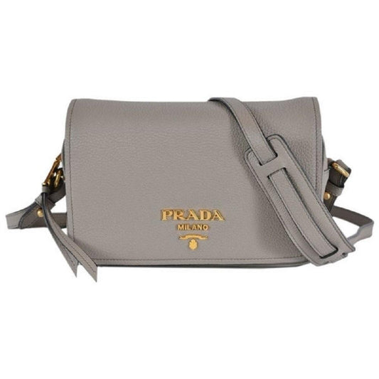 Prada Vitello Phenix Grey Leather Crossbody Bag - Chic & Versatile -   Shop Bags LLC