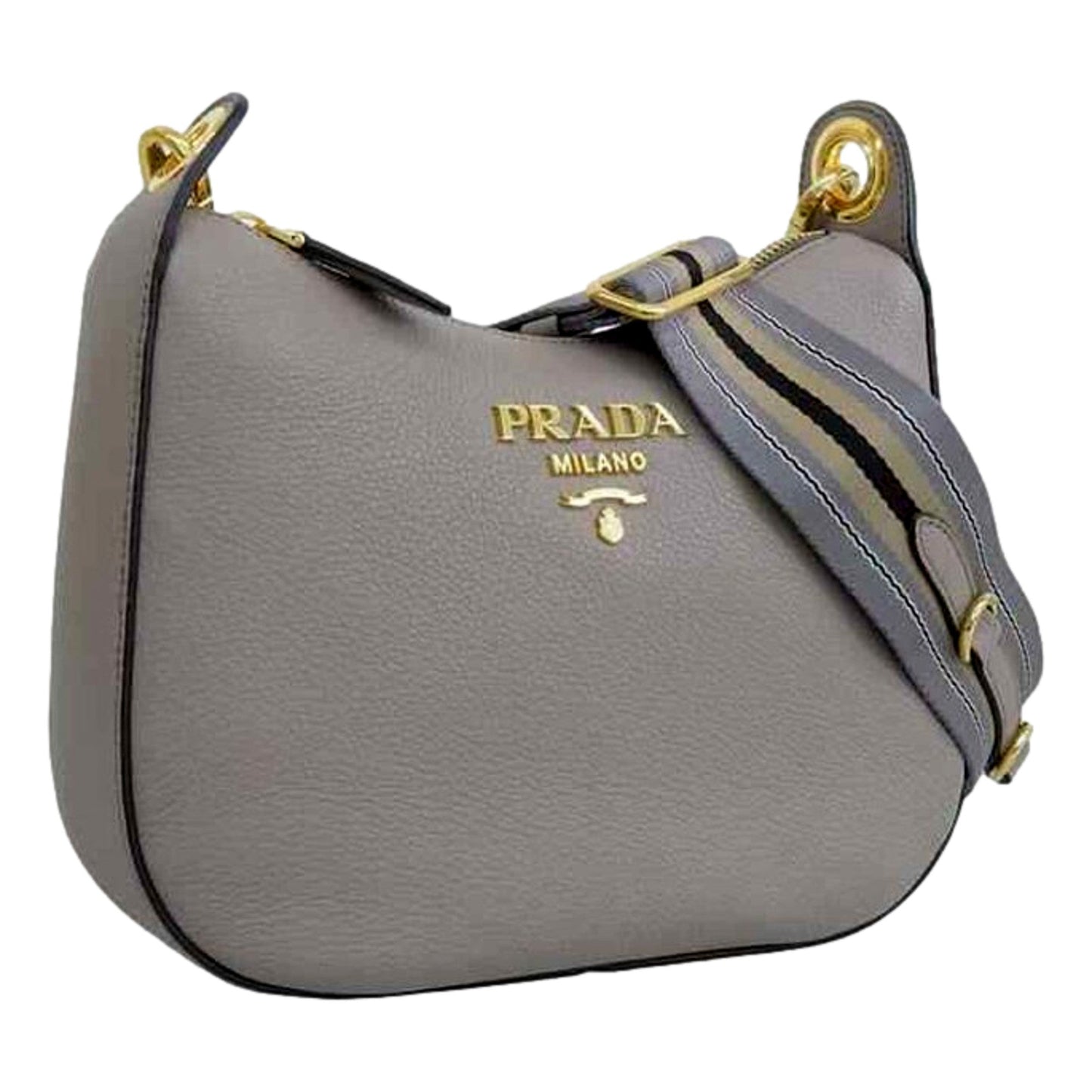 Prada Vitello Phenix Hobo: Grey Pebbled Leather Shoulder Bag -   Shop Bags LLC 