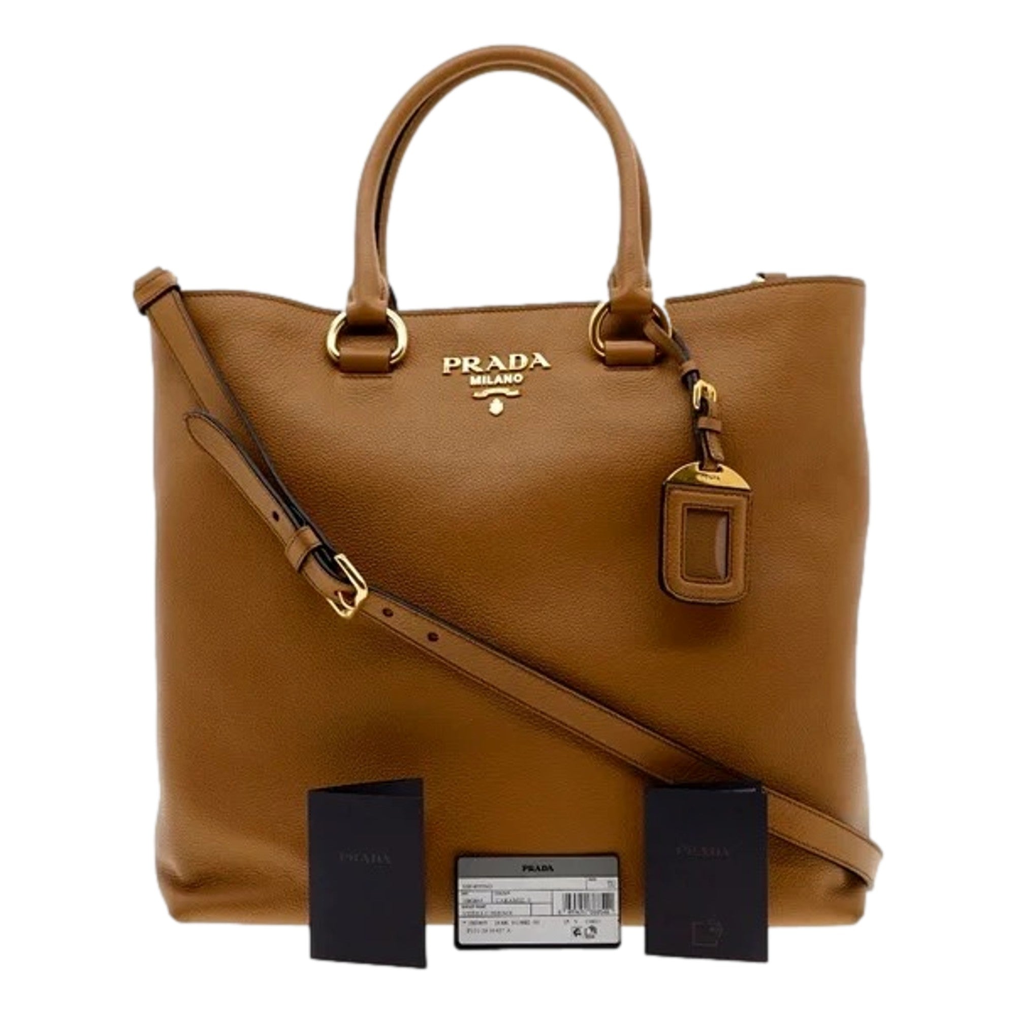 Prada Vitello Phenix Tote: Luxurious Caramel Brown Elegance -   Shop Bags LLC