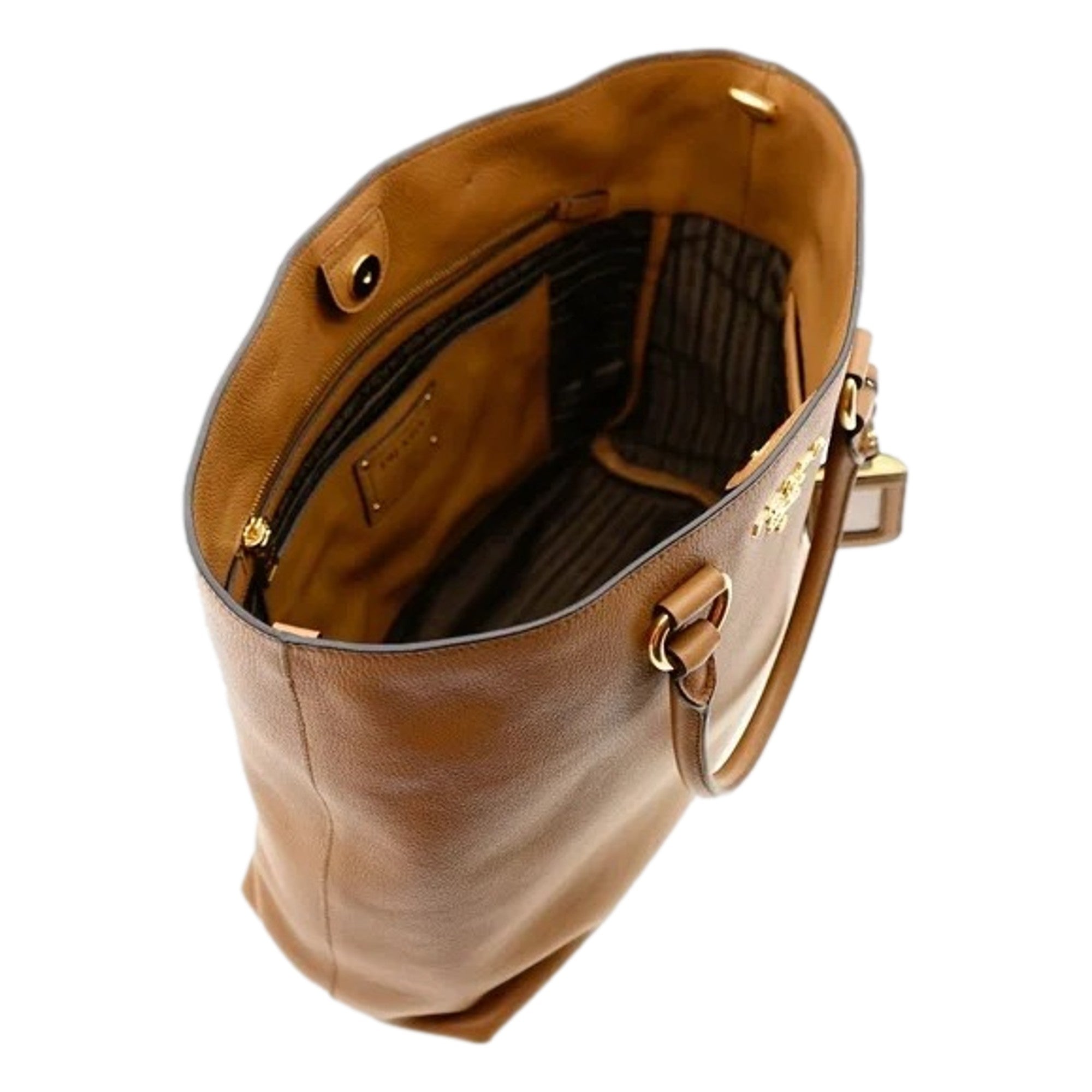 Prada Vitello Phenix Tote: Luxurious Caramel Brown Elegance -   Shop Bags LLC