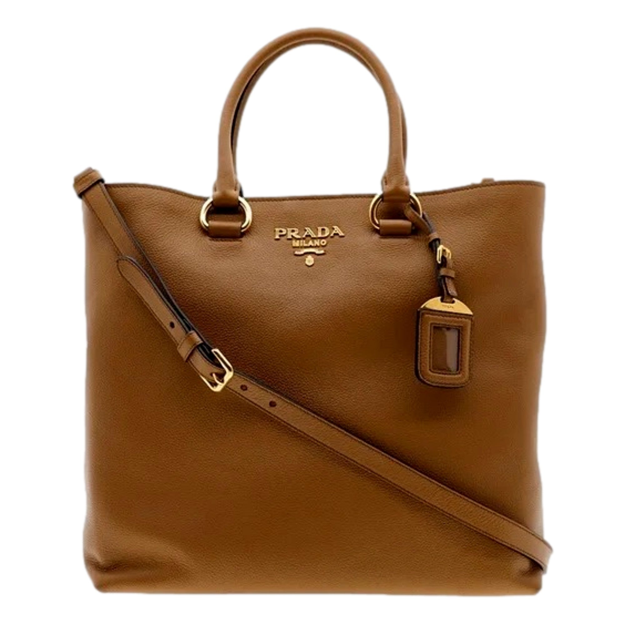 Prada Vitello Phenix Tote: Luxurious Caramel Brown Elegance -   Shop Bags LLC