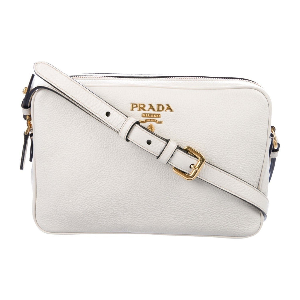 Prada Vitello Phenix White Leather Crossbody - Luxury & Functionality -   Shop Bags LLC