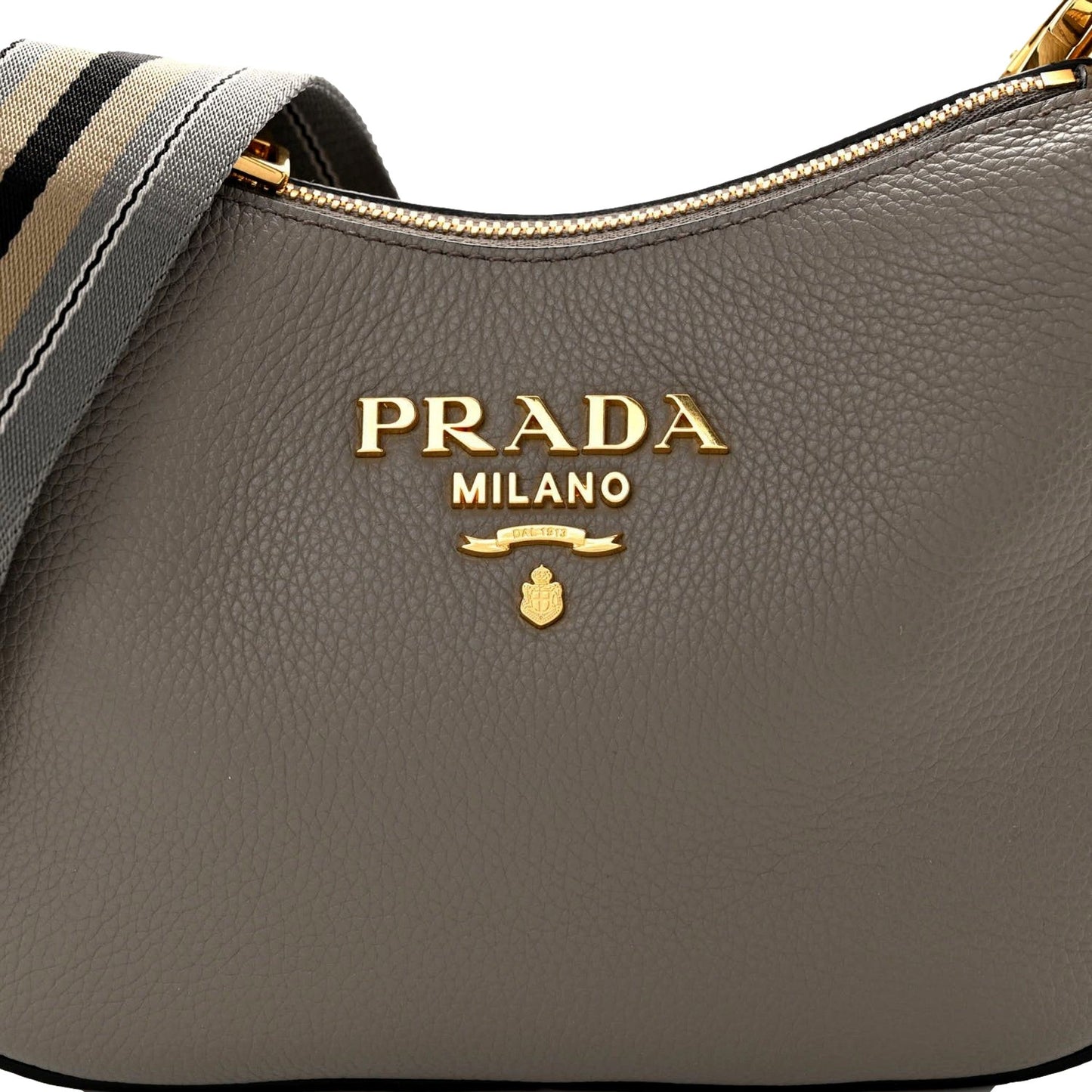 Prada Vitello Phenix Zippered Messenger Hobo Grey Leather Shoulder Bag -   Shop Bags LLC 
