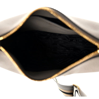 Prada Vitello Phenix Zippered Messenger Hobo Grey Leather Shoulder Bag -   Shop Bags LLC 