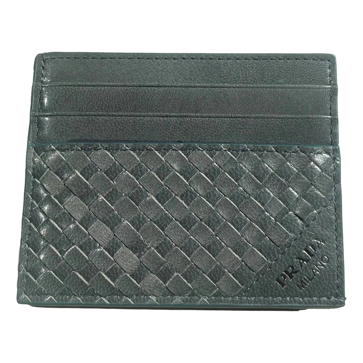 Prada Woven Leather Card Case Wallet - Elevate Your Style
