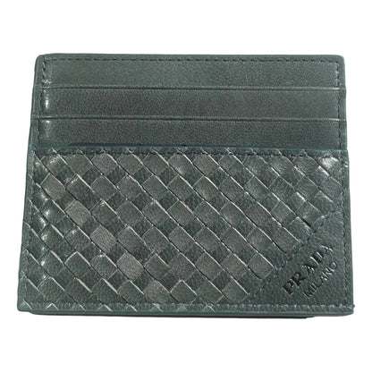 Prada Woven Leather Card Case Wallet - Elevate Your Style